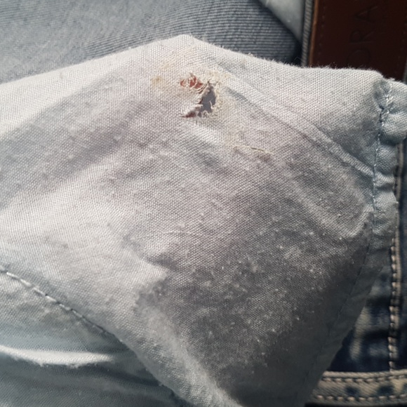 Orange Fashion Village Cropped Fringe Embroidered Jeans Light Wash Size L - Picture 16 of 16